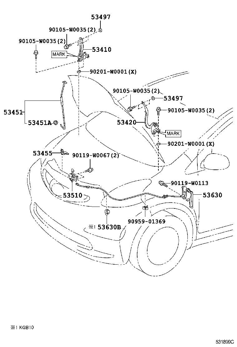 53497-70010 PAD, HOOD HINGE, NO.1 product image