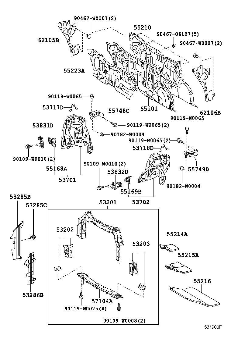 53203-0H010 SUPPORT SUB-ASSY, RADIATOR, LH product image