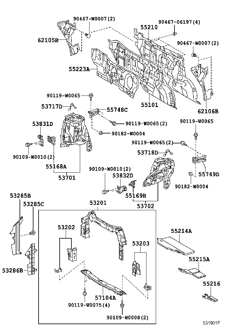53203-0H010 SUPPORT SUB-ASSY, RADIATOR, LH product image