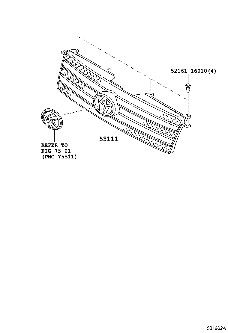 53111-48090 GRILLE, RADIATOR product image