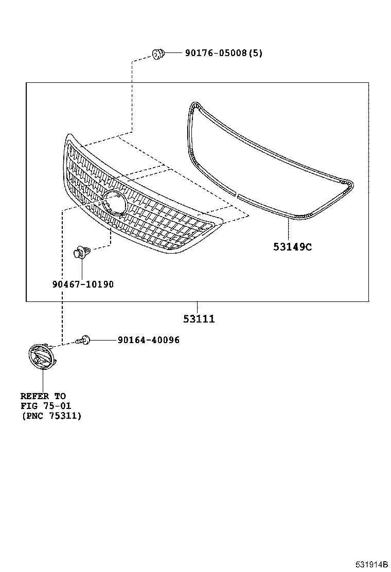 53101-48221 GRILLE, RADIATOR product image