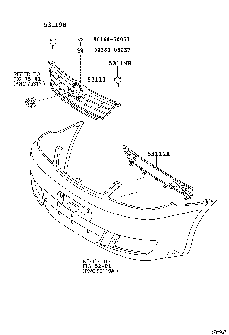 53111-02250 GRILLE, RADIATOR product image