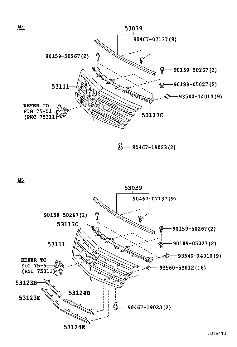 53111-58010 GRILLE, RADIATOR product image