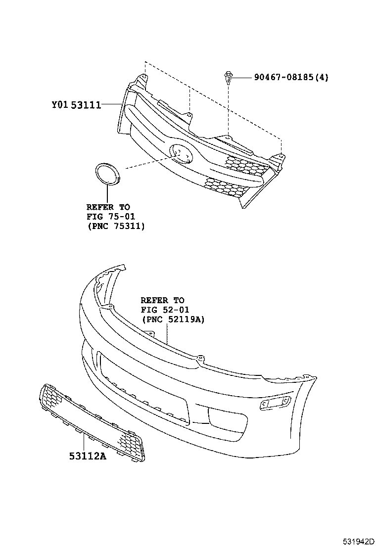 53111-52190-F0 GRILLE, RADIATOR product image