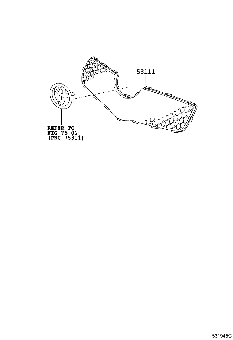 Toyota 53111-0D240 GRILLE, RADIATOR