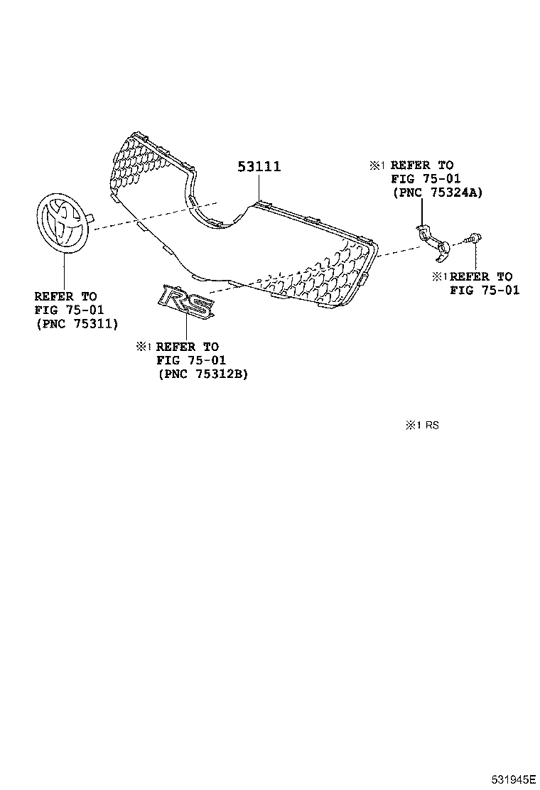 Toyota 53111-52530 GRILLE, RADIATOR