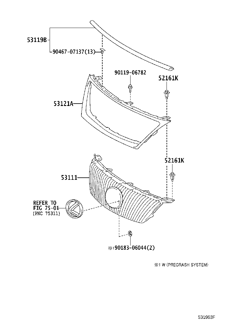 Toyota 53111-53140 GRILLE, RADIATOR