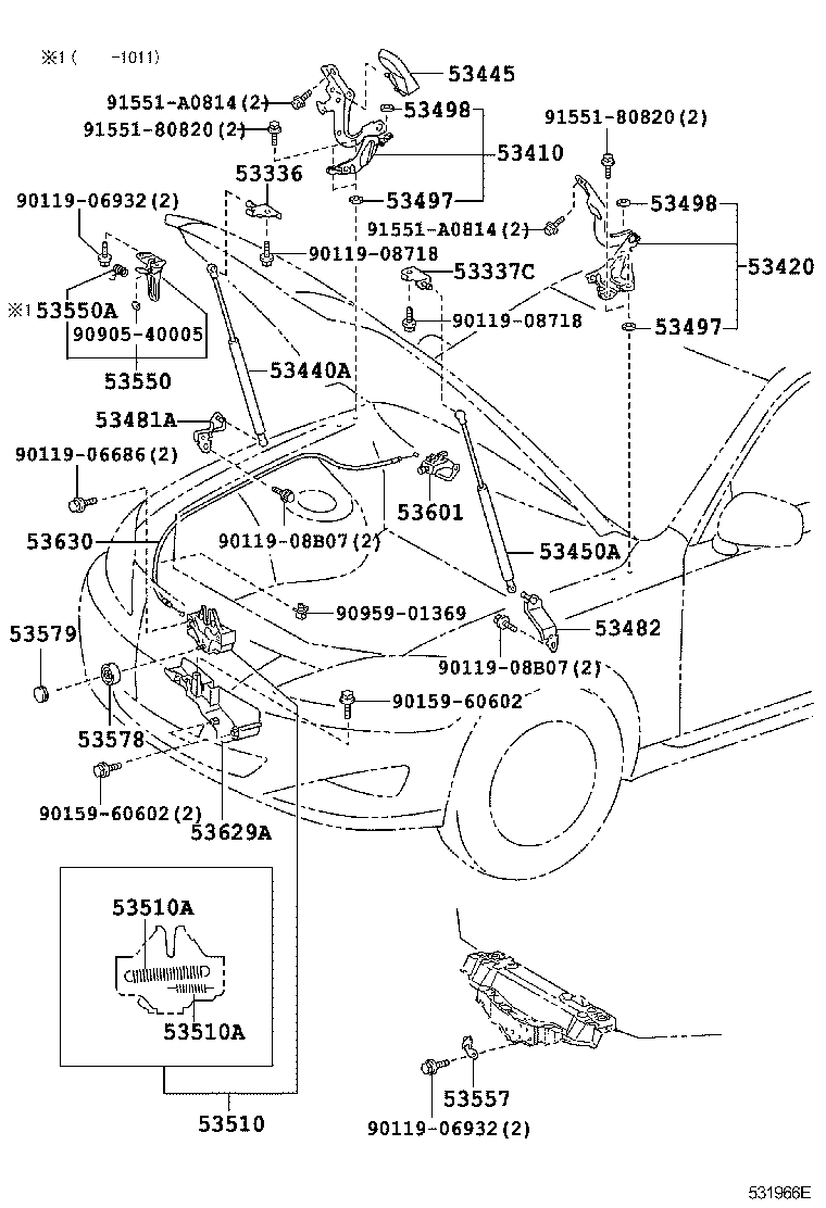 53497-50020 PAD, HOOD HINGE, NO.1 product image