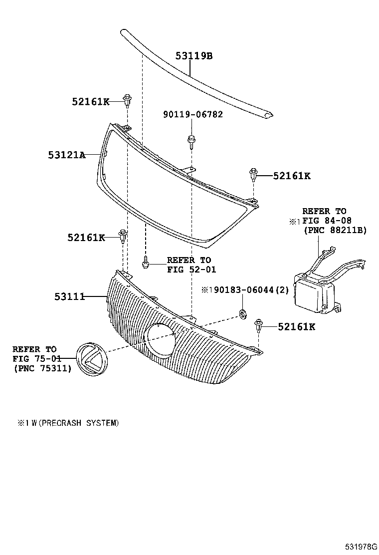 Toyota 53111-30C41 GRILLE, RADIATOR