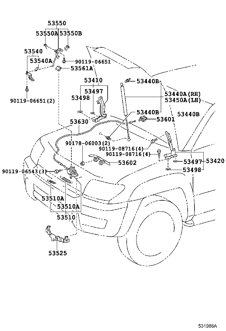 53630-35080 CABLE ASSY, HOOD LOCK CONTROL product image