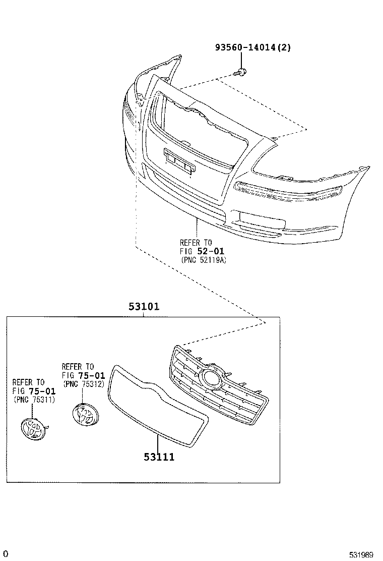 53111-05050 GRILLE, RADIATOR product image