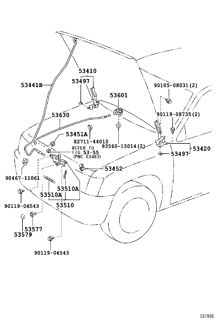 53441-35030 SUPPORT, HOOD product image