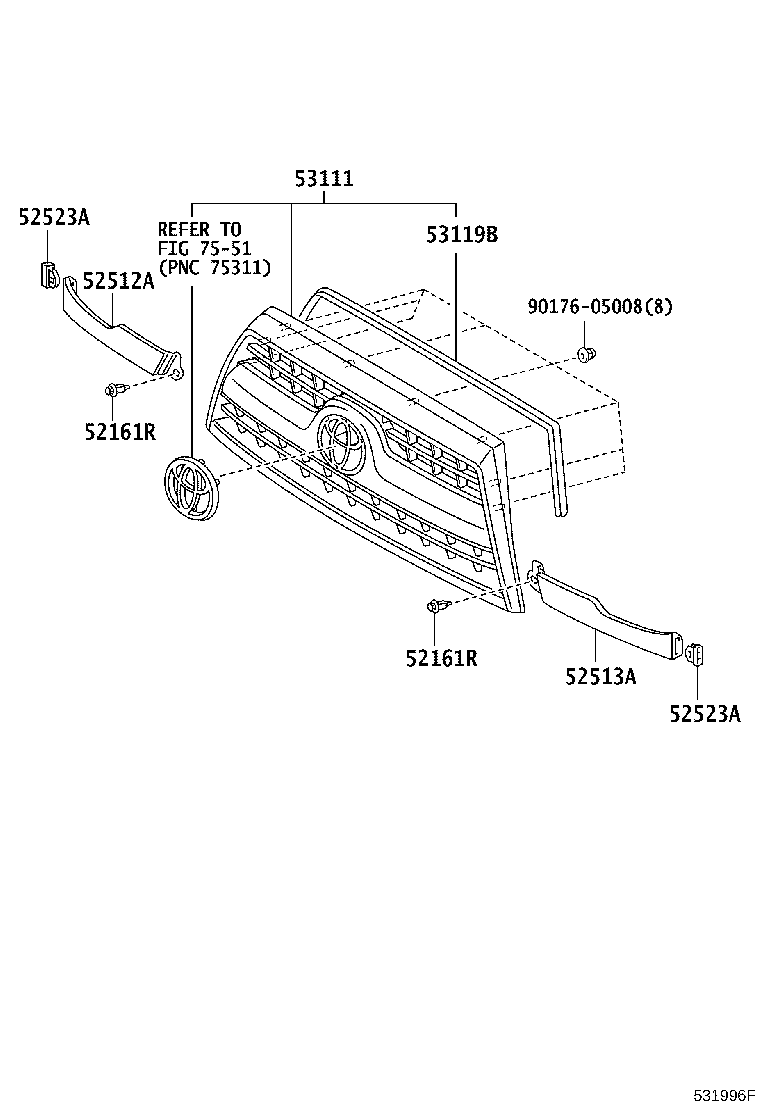 53100-35890 GRILLE, RADIATOR product image