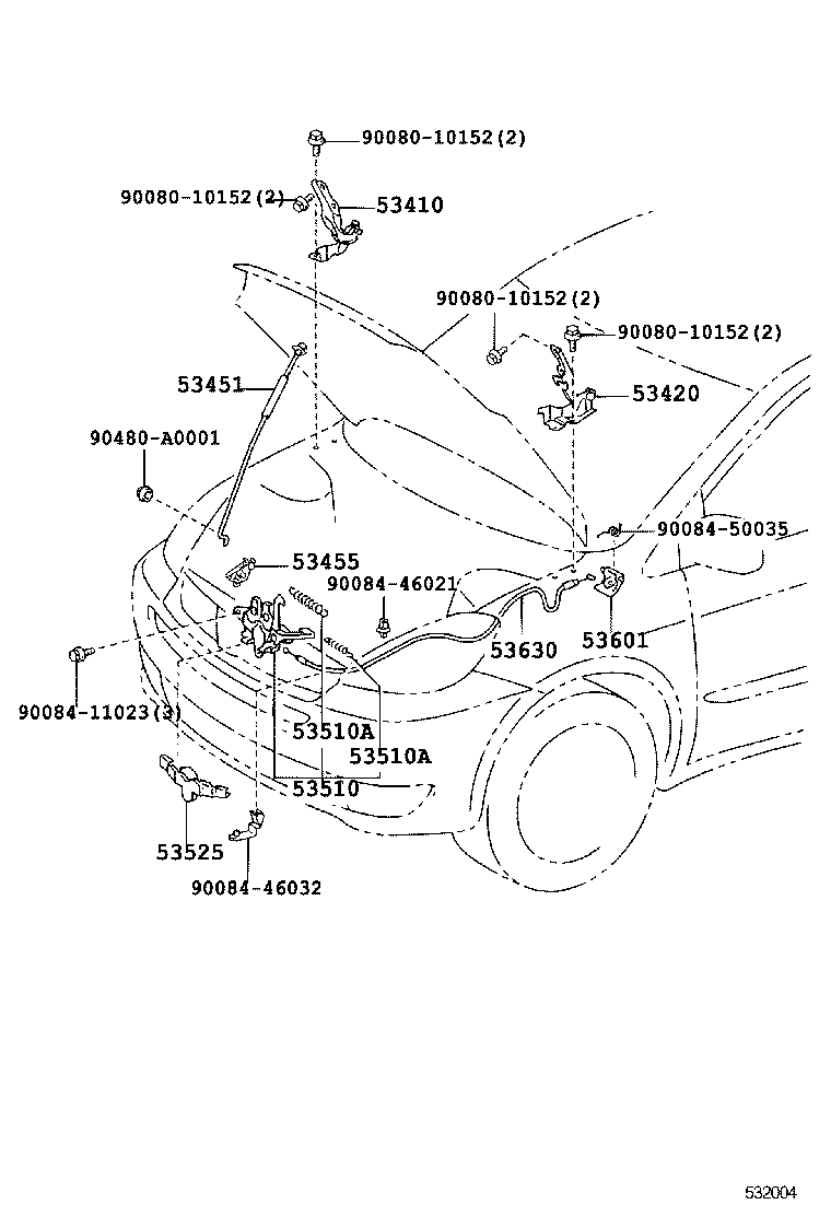 53455-08020 CLAMP, HOOD SUPPORT ROD product image