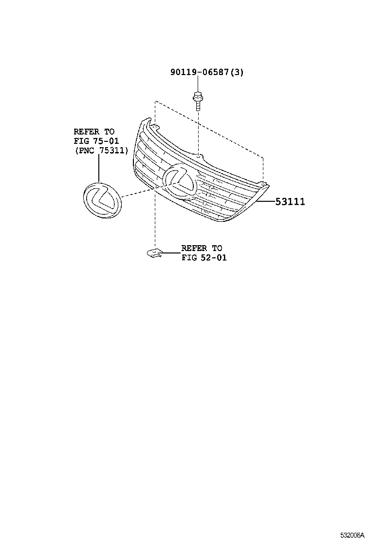 Toyota 53111-24040 GRILLE, RADIATOR