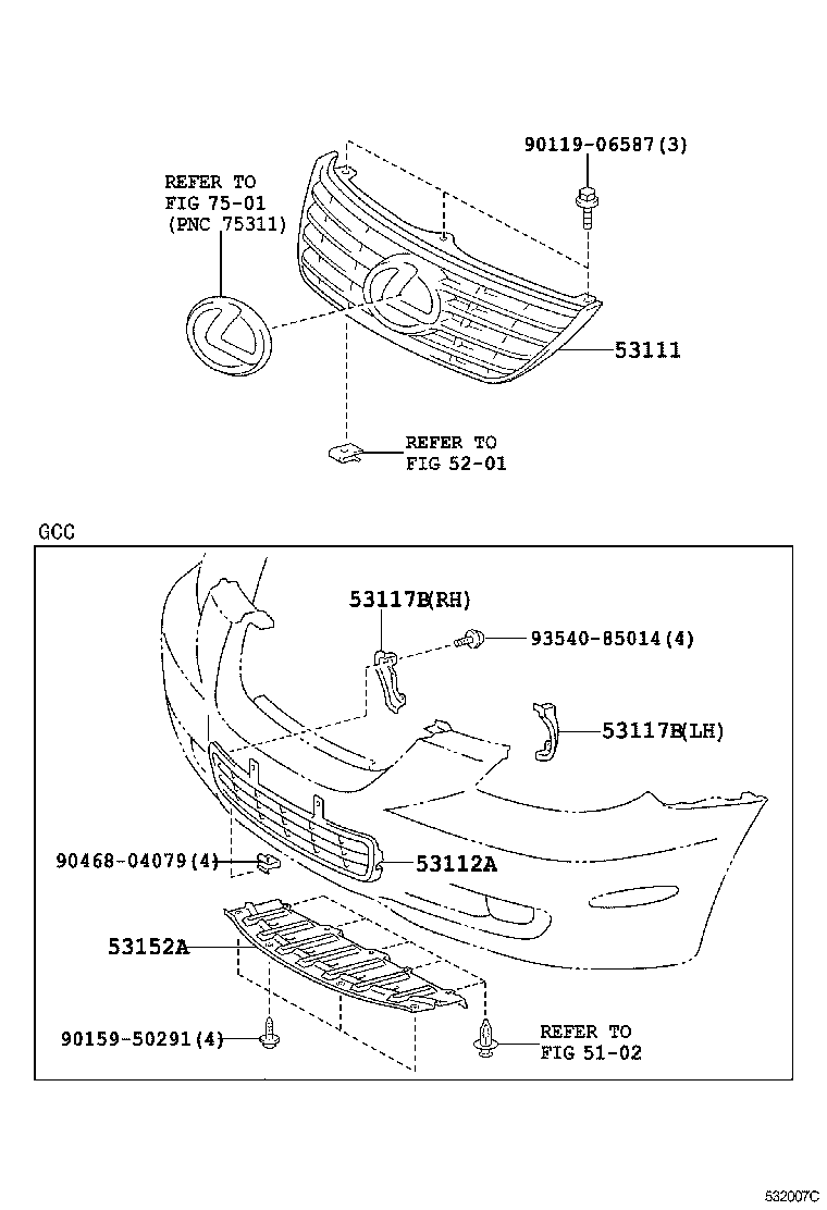 53117-24010 BRACKET, RADIATOR GRILLE, LOWER product image