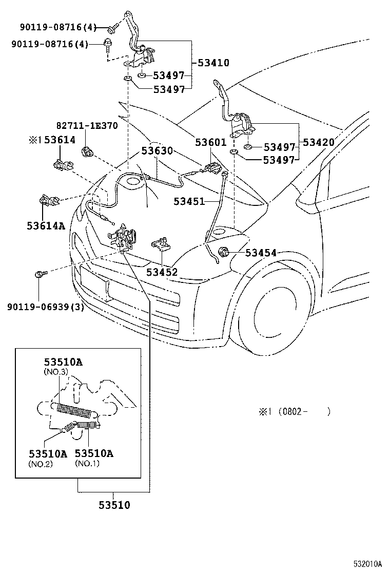 53420-52210 HINGE ASSY, HOOD, LH product image