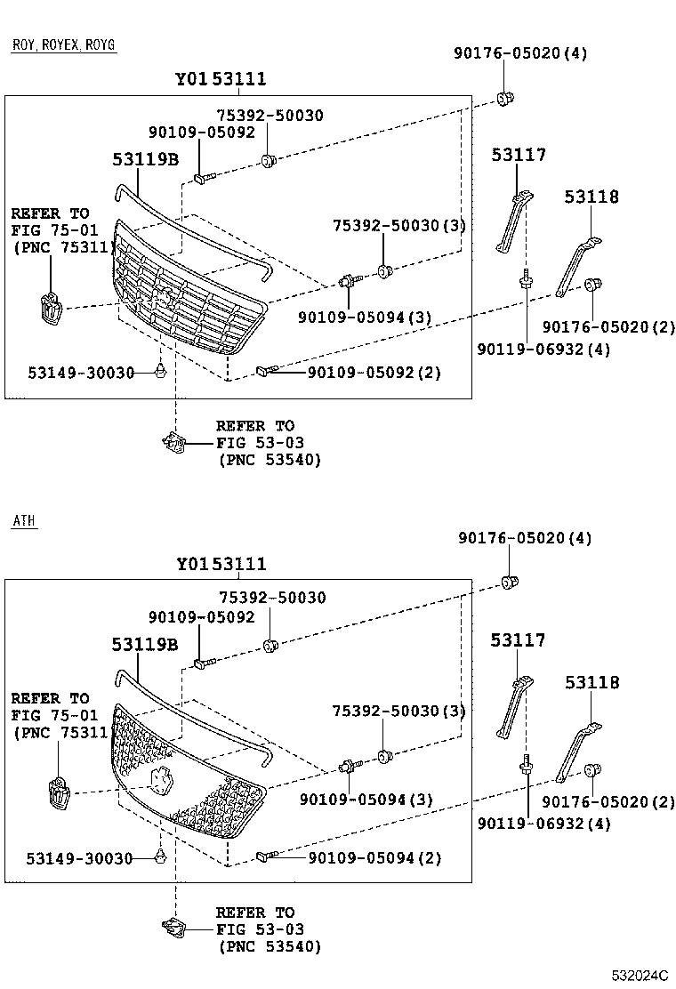 53100-30190 GRILLE, RADIATOR product image