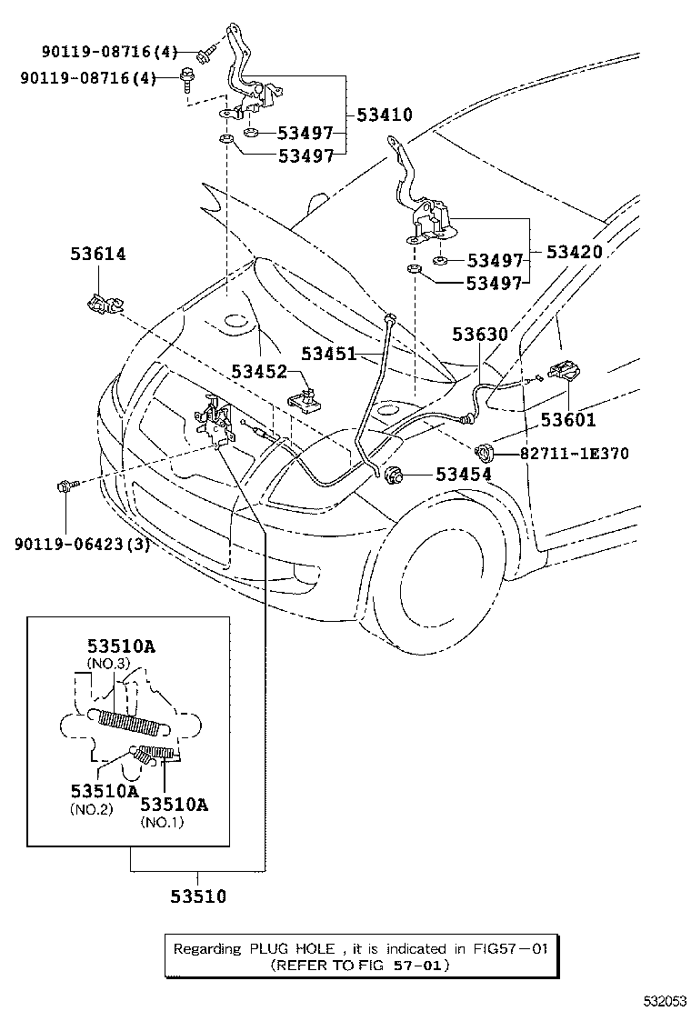 53452-0D010 HOLDER, HOOD STAY product image