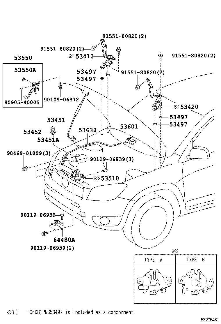 53454-42010 GROMMET(FOR HOOD SUPPORT ROD) product image