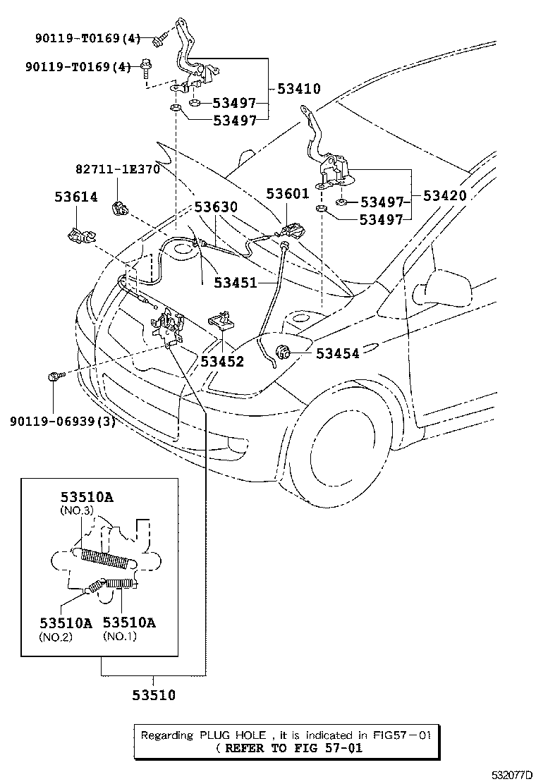 53630-0D080 CABLE ASSY, HOOD LOCK CONTROL product image
