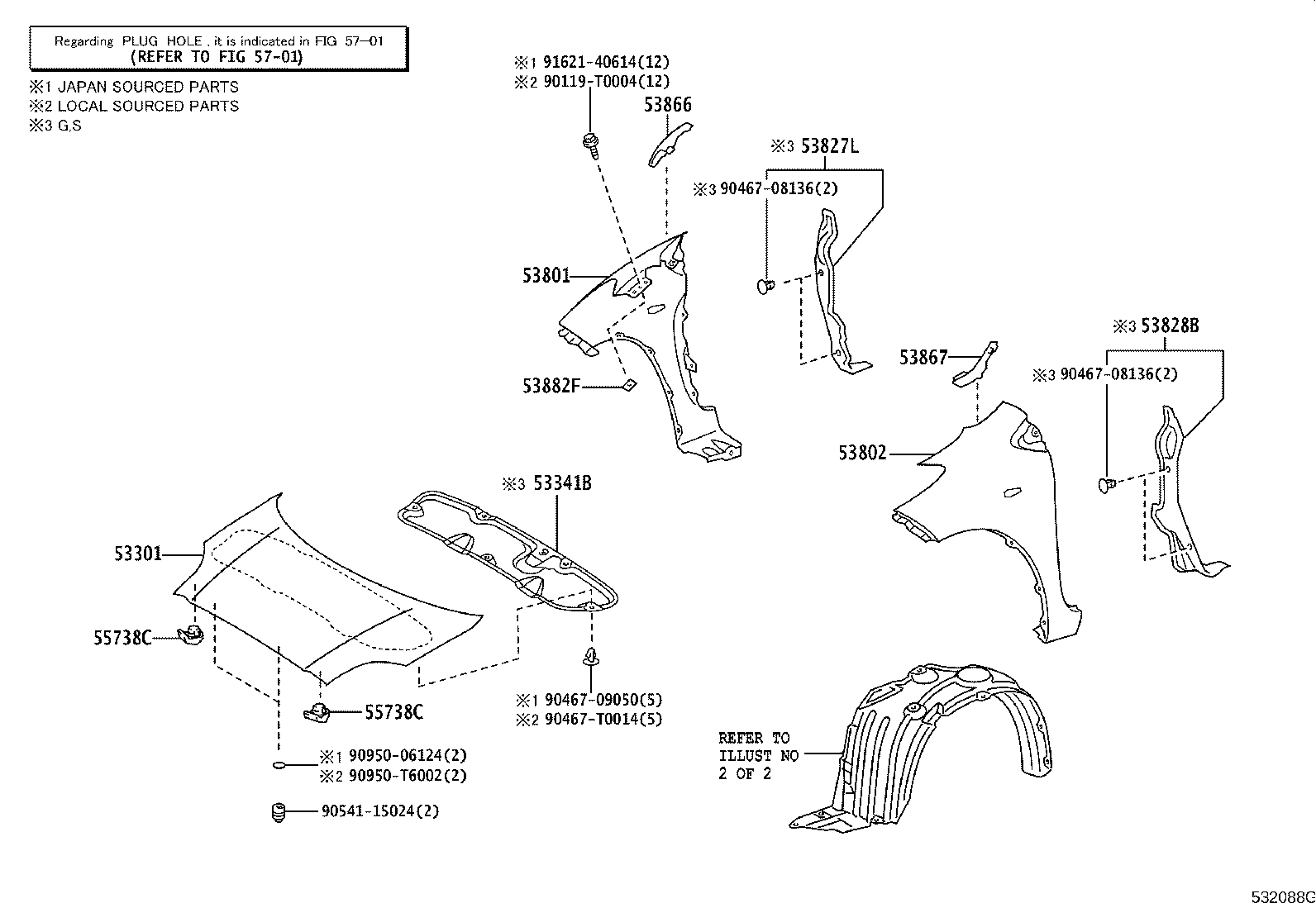 53812-52280 FENDER SUB-ASSY, FRONT LH product image