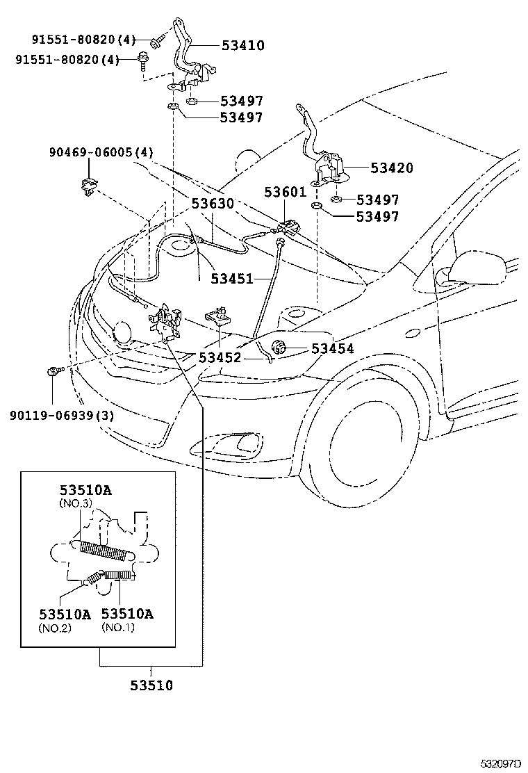 53454-52040 CLIP, HOOD SUPPORT ROD product image