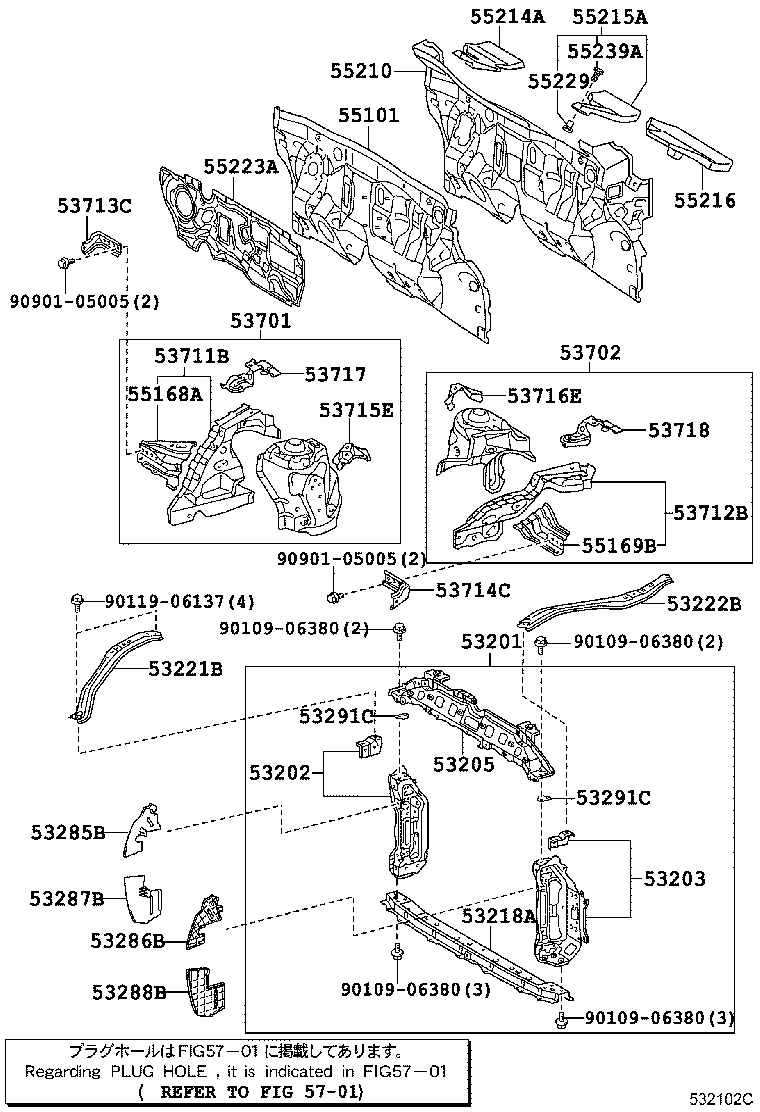 53205-52100 SUPPORT SUB-ASSY, RADIATOR, UPPER product image