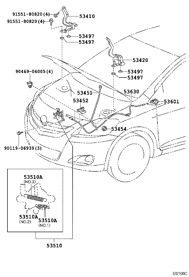 Toyota 53420-52240 HINGE ASSY, HOOD, LH
