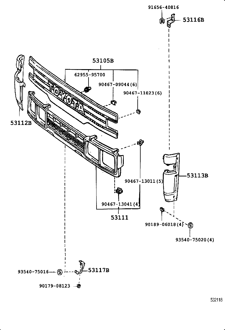 53111-95422 GRILLE, RADIATOR product image