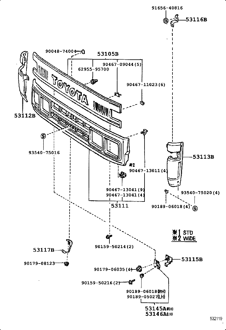 53111-95422 GRILLE, RADIATOR product image