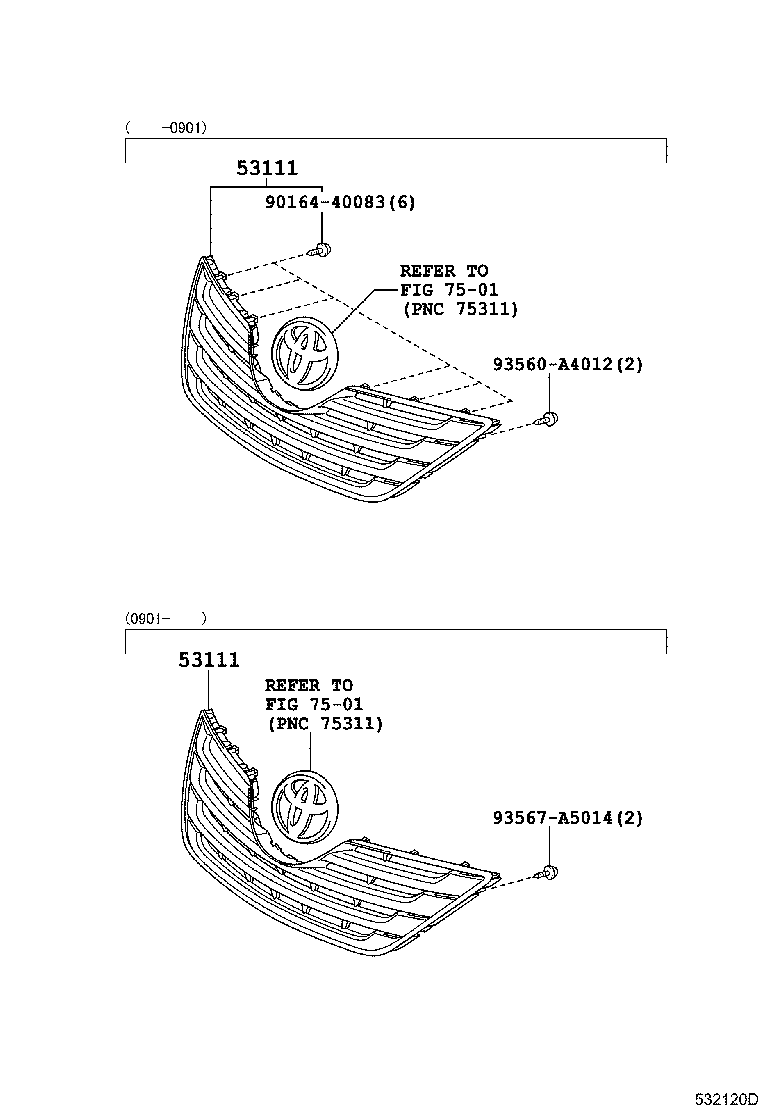 53101-33220 GRILLE, RADIATOR product image