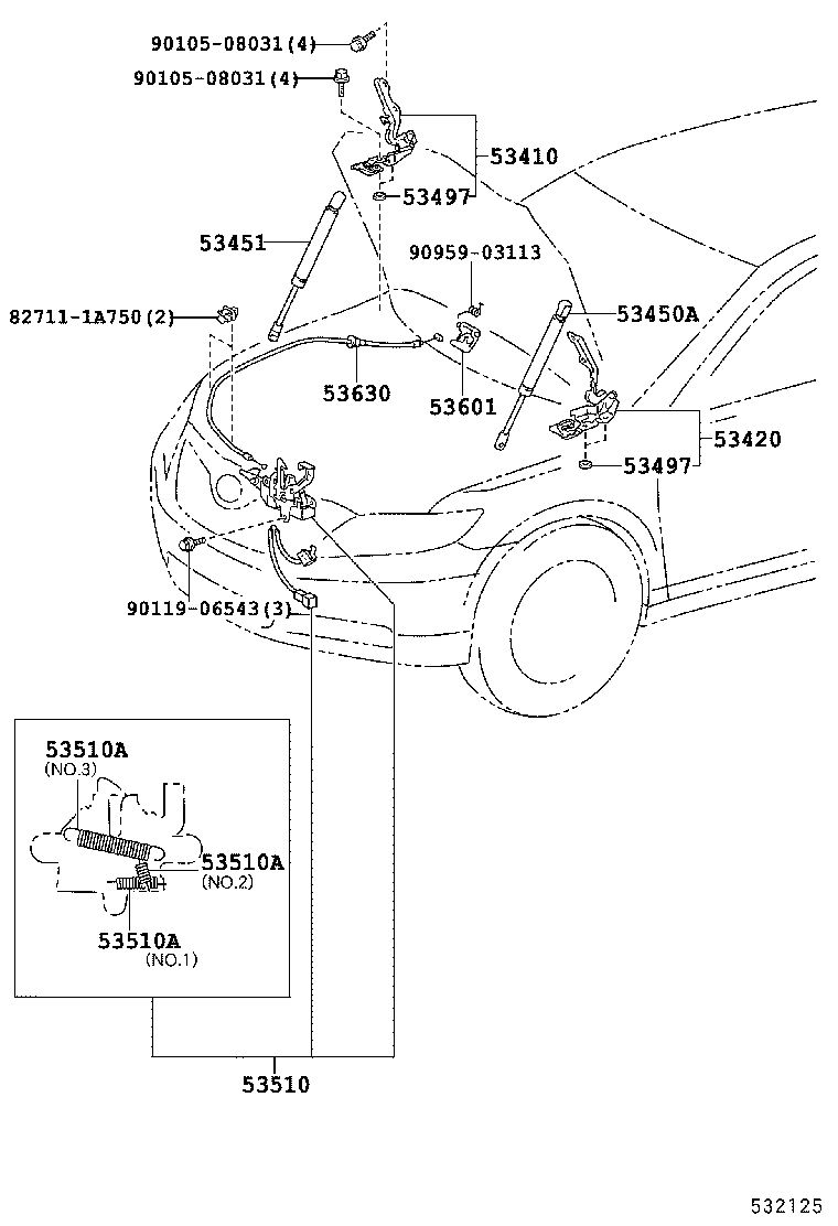 53510-33331 LOCK ASSY, HOOD product image