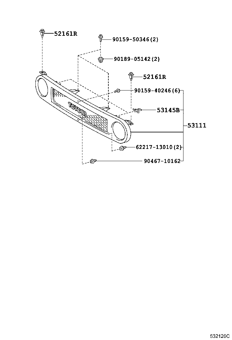 Toyota 53100-35B00 GRILLE, RADIATOR