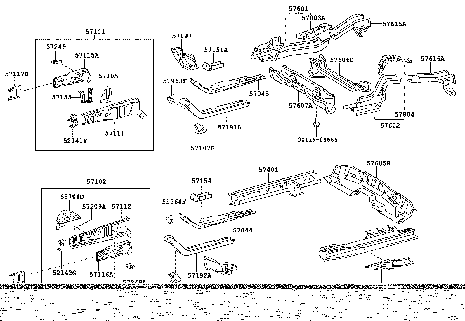 57077-52040 BOX, TORQUE, FRONT RH product image