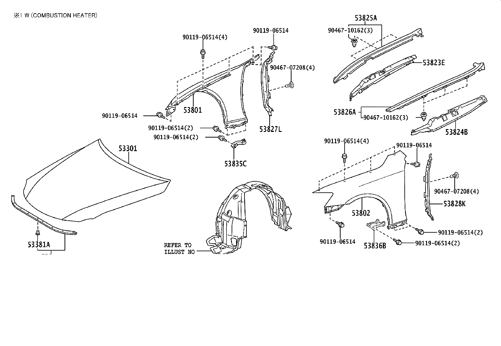 53823-53010 PROTECTOR, FRONT SIDE PANEL, NO.2 RH product image