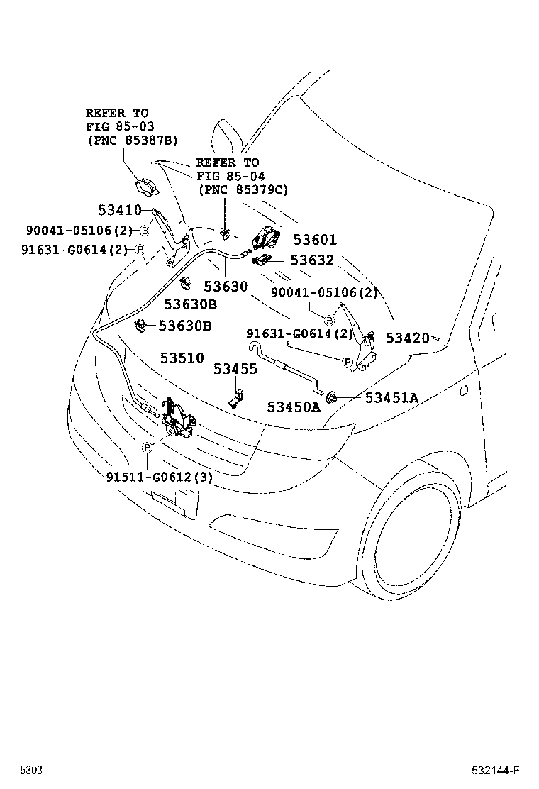 53632-B1010 HOLDER, HOOD LOCK CONTROL CABLE product image