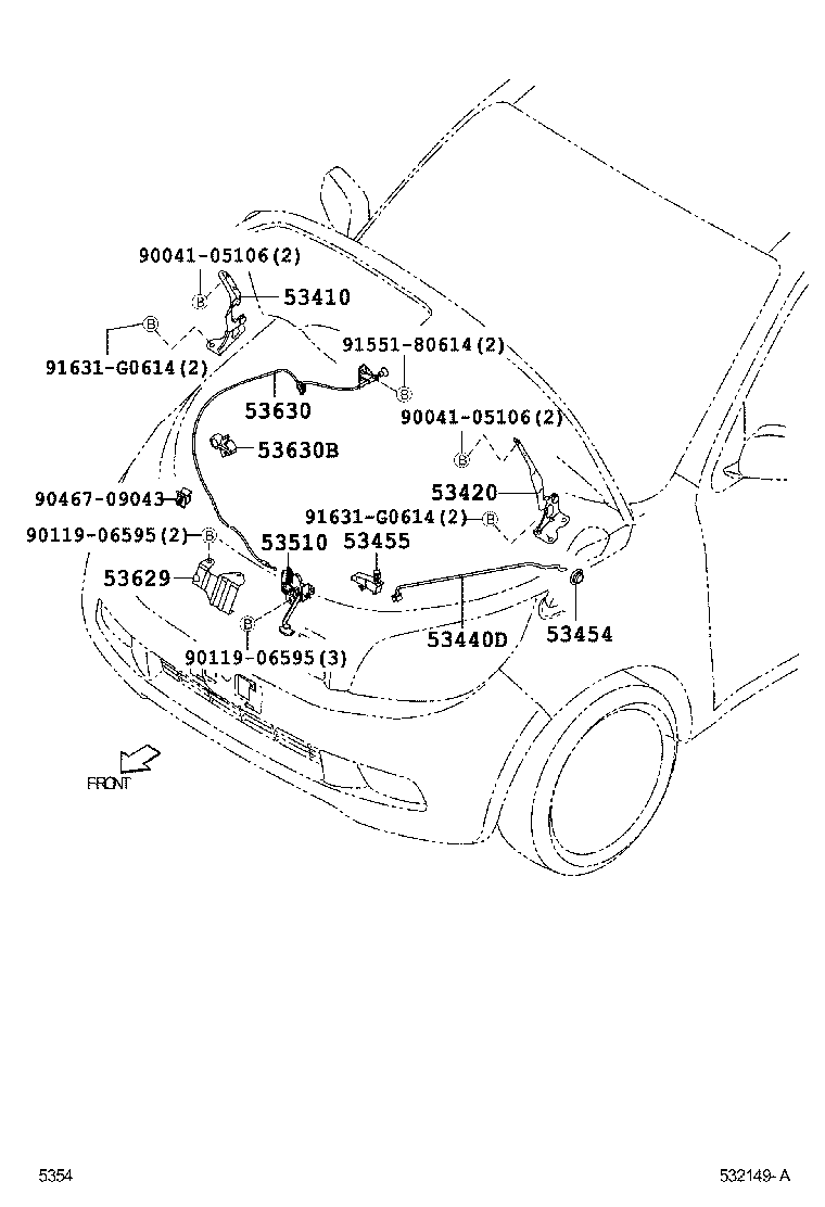 Toyota 90044-64626 CLAMP(FOR HOOD LOCK CONTROL CABLE)