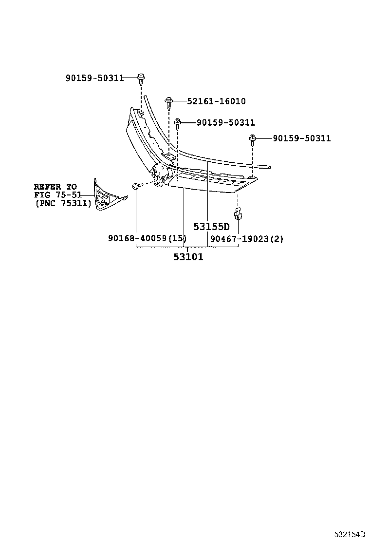 53152-28021 GUIDE, RADIATOR GRILLE AIR product image