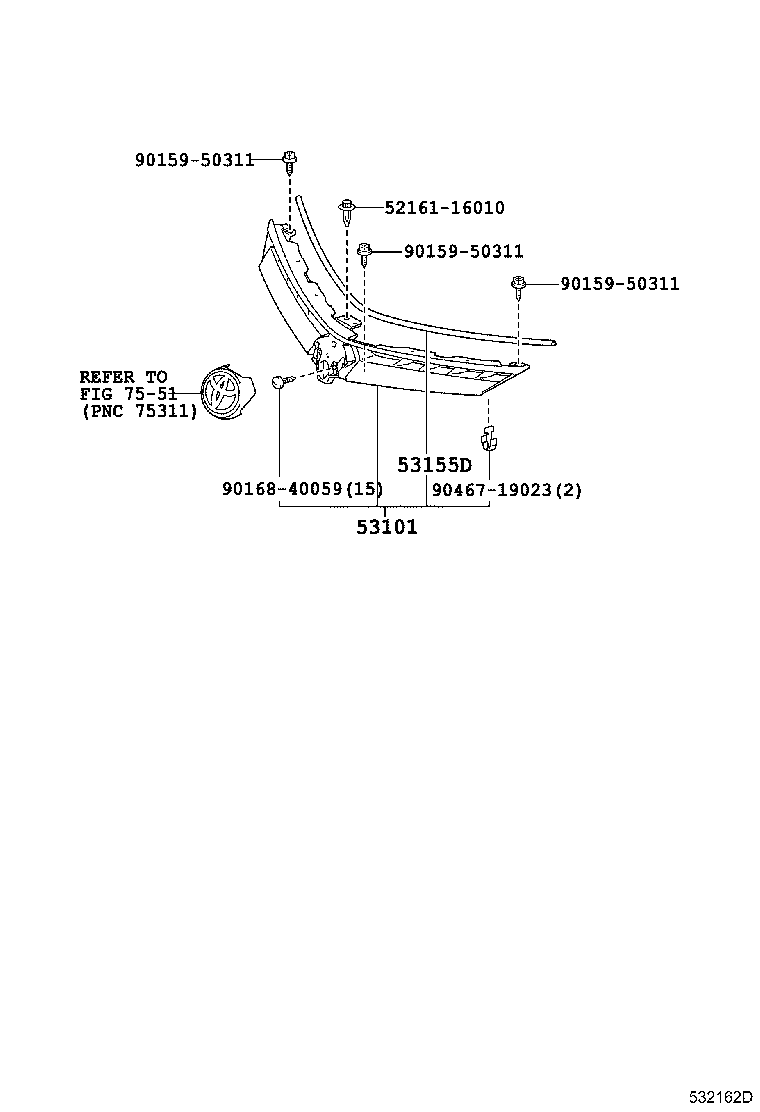 53152-28030 GUIDE, RADIATOR GRILLE AIR product image
