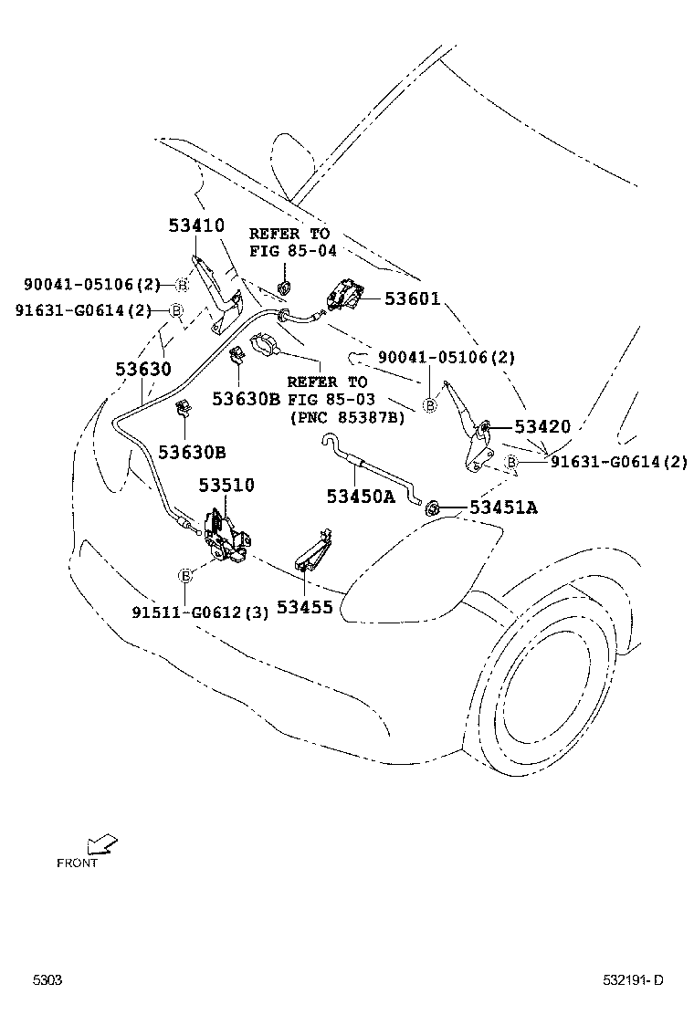53630-B1010 CABLE ASSY, HOOD LOCK CONTROL product image