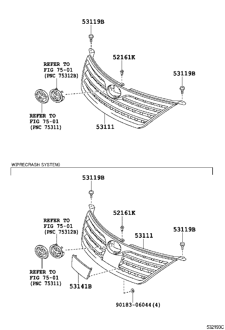 53141-33090 GARNISH, RADIATOR GRILLE, NO.1 product image