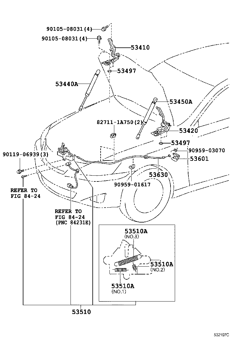 53630-06110 CABLE ASSY, HOOD LOCK CONTROL product image