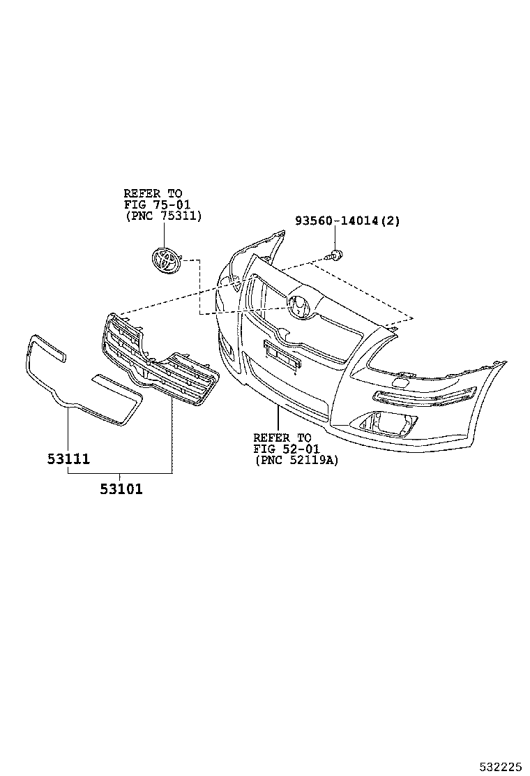 53111-05050 GRILLE, RADIATOR product image