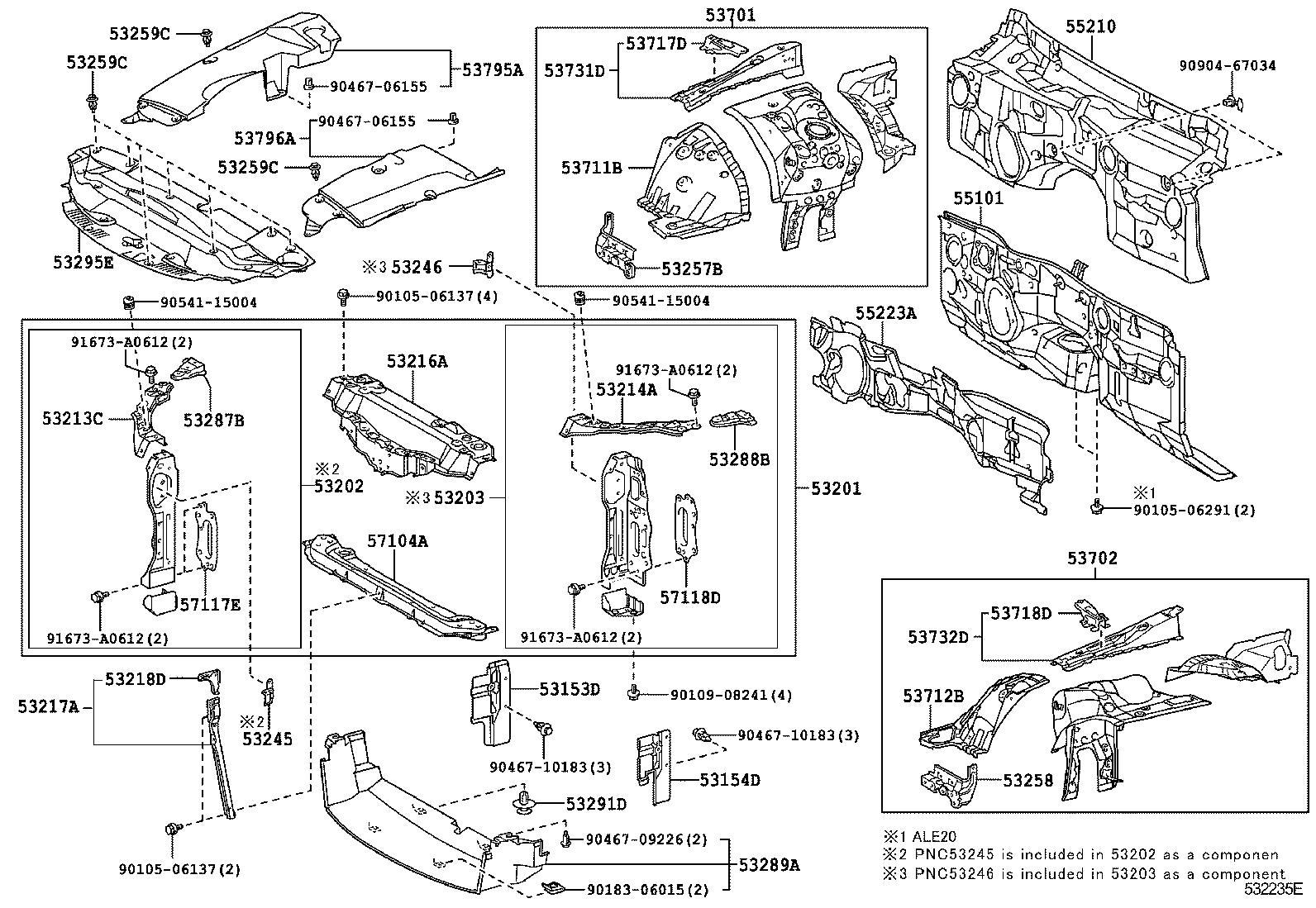 53701-53050 APRON SUB-ASSY, FRONT FENDER, RH product image