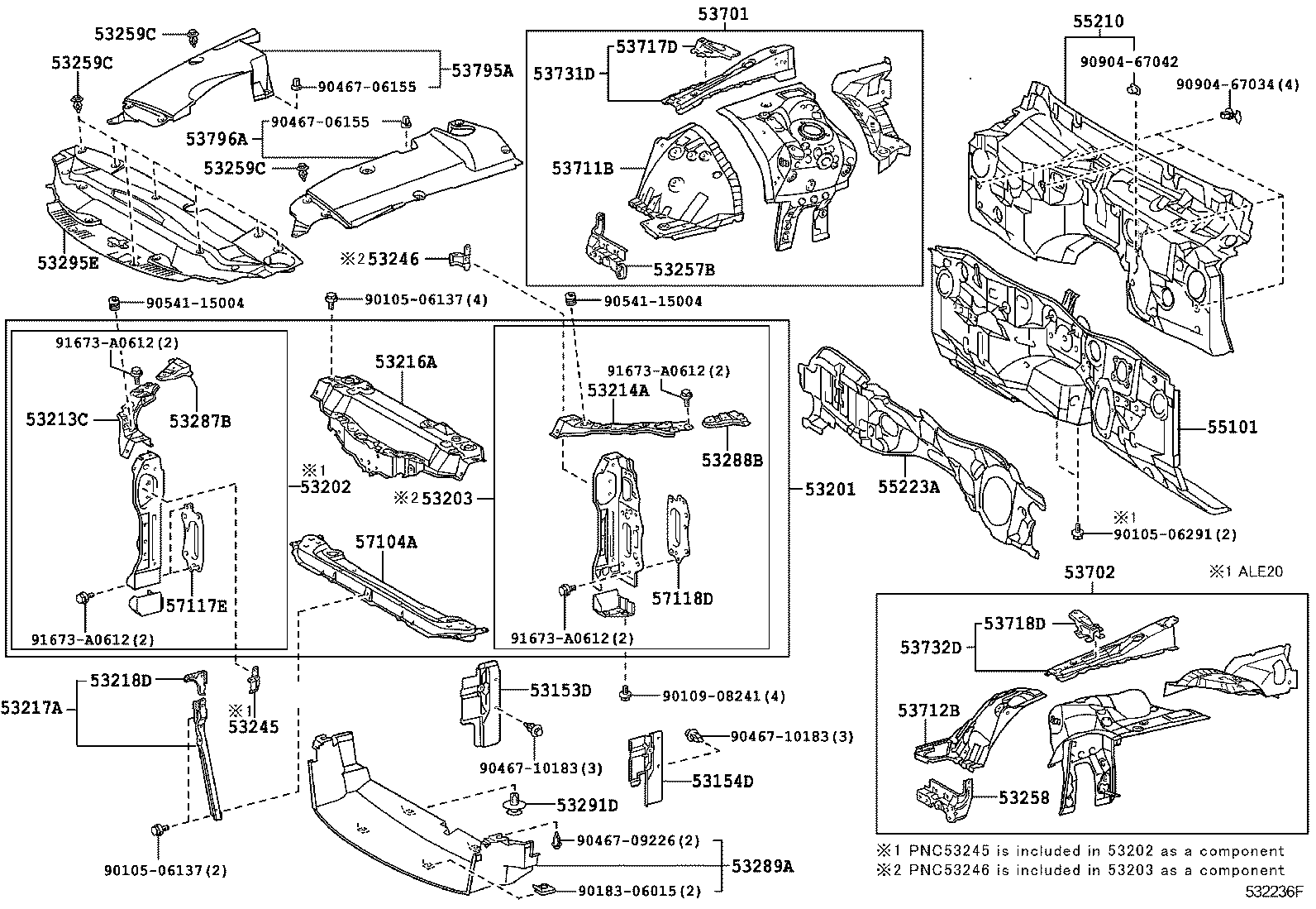 53701-53050 APRON SUB-ASSY, FRONT FENDER, RH product image