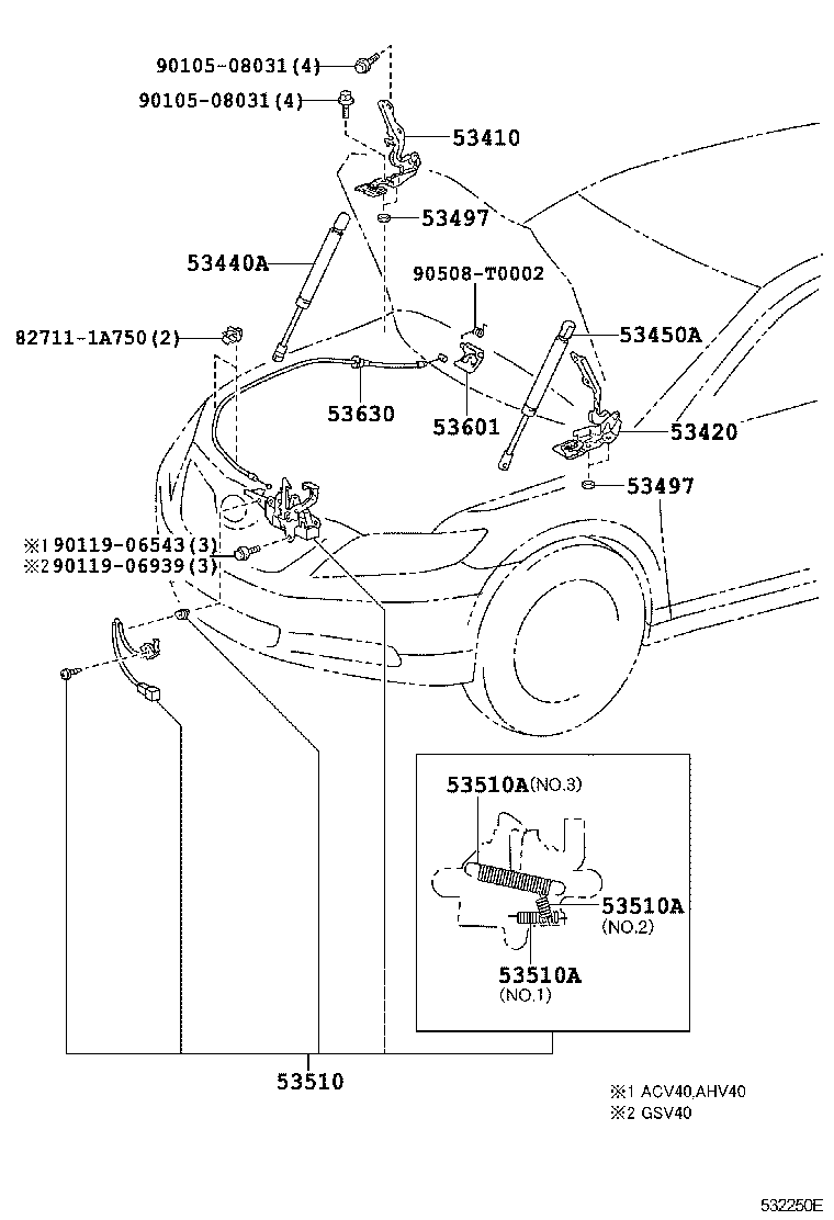 53440-06060 SUPPORT ASSY, HOOD, RH product image