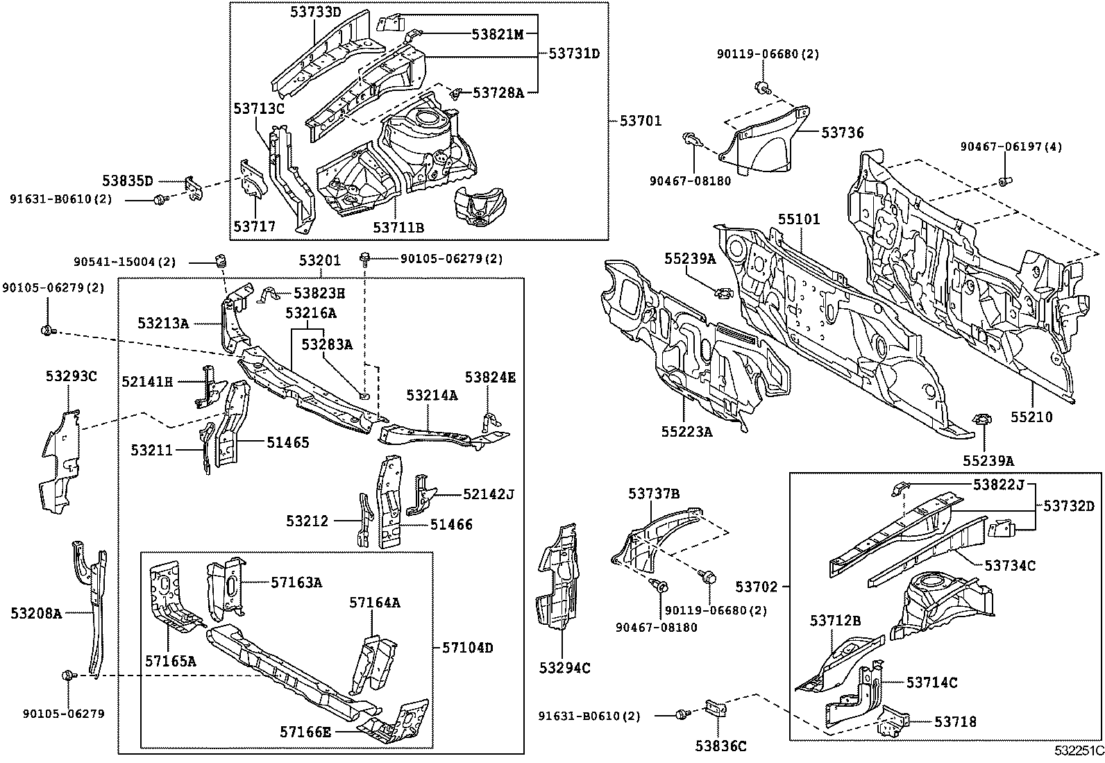 53701-06140 APRON SUB-ASSY, FRONT FENDER, RH product image