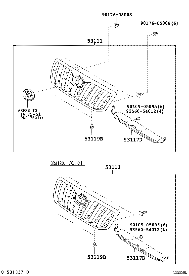 53101-60420 GRILLE, RADIATOR product image
