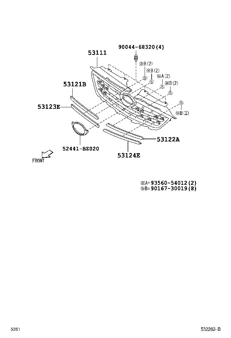 Toyota 53111-BZ110 GRILLE, RADIATOR